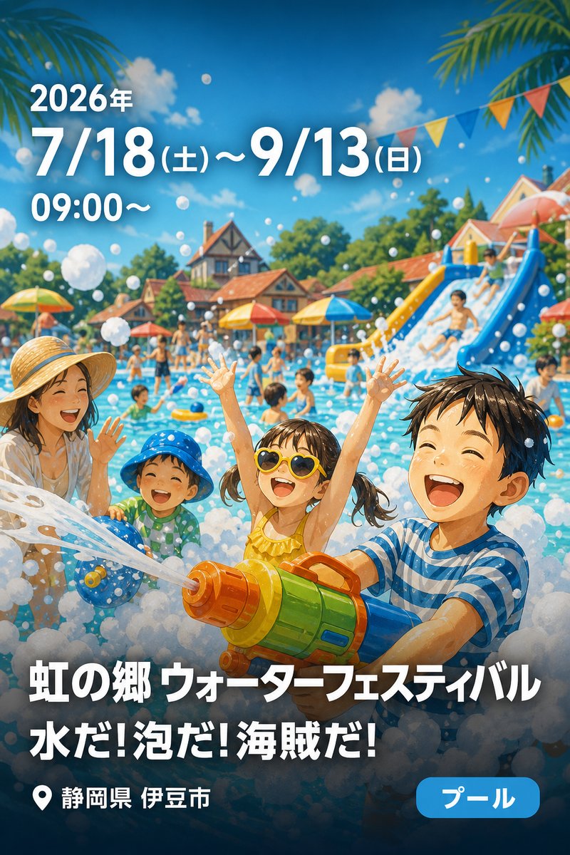 2026 虹の郷 ウォーターフェスティバル 水だ!泡だ!海賊だ!