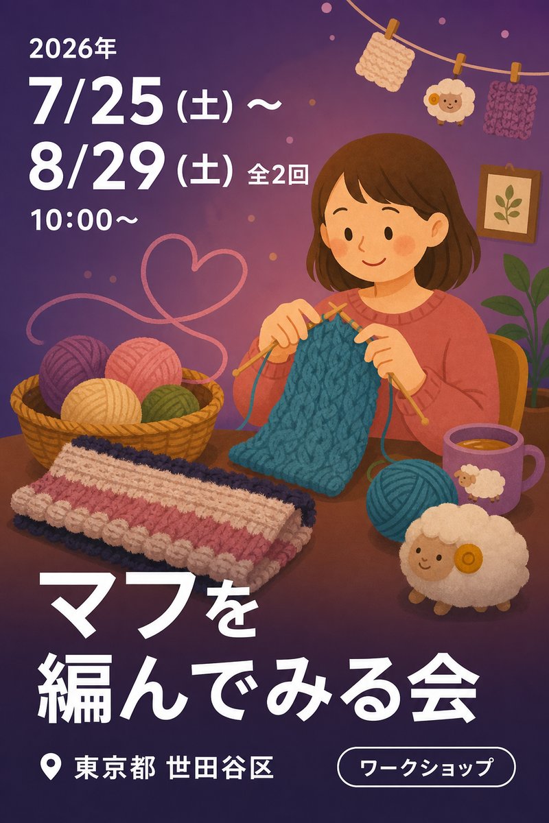 マフを編んでみる会