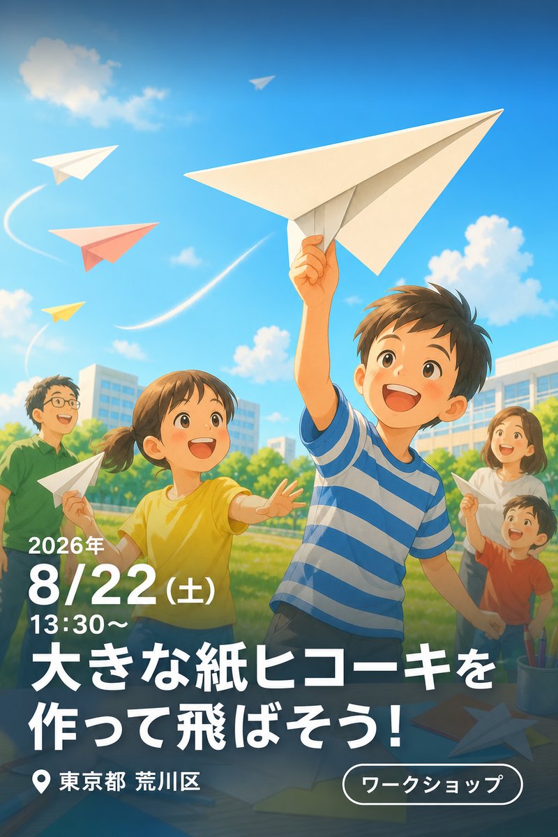 令和8年度夏休み子ども体験教室 大きな紙ヒコーキを作って飛ばそう！