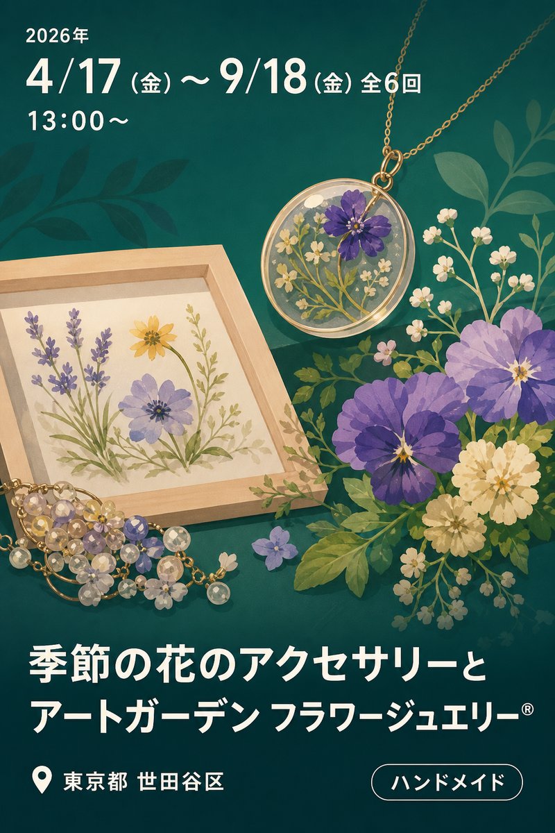 季節の花のアクセサリーとアートガーデン フラワージュエリー®