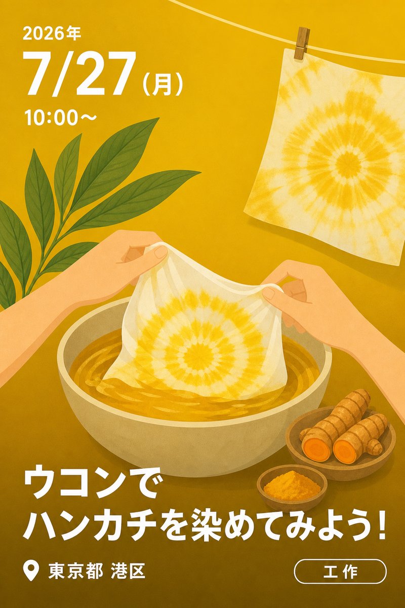 ウコンでハンカチを染めてみよう！