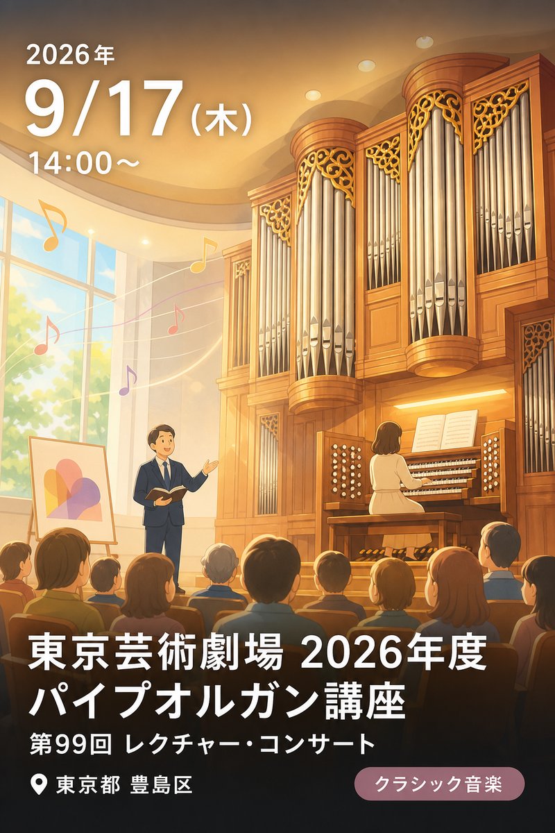 東京芸術劇場 2026年度 パイプオルガン講座 第99回 レクチャー・コンサート