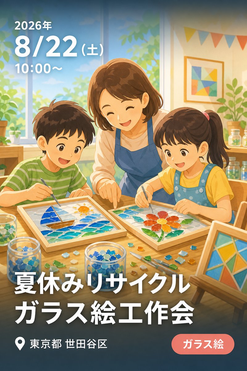 夏休みリサイクルガラス絵工作会