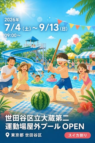 世田谷区立大蔵第二運動場屋外プール OPEN