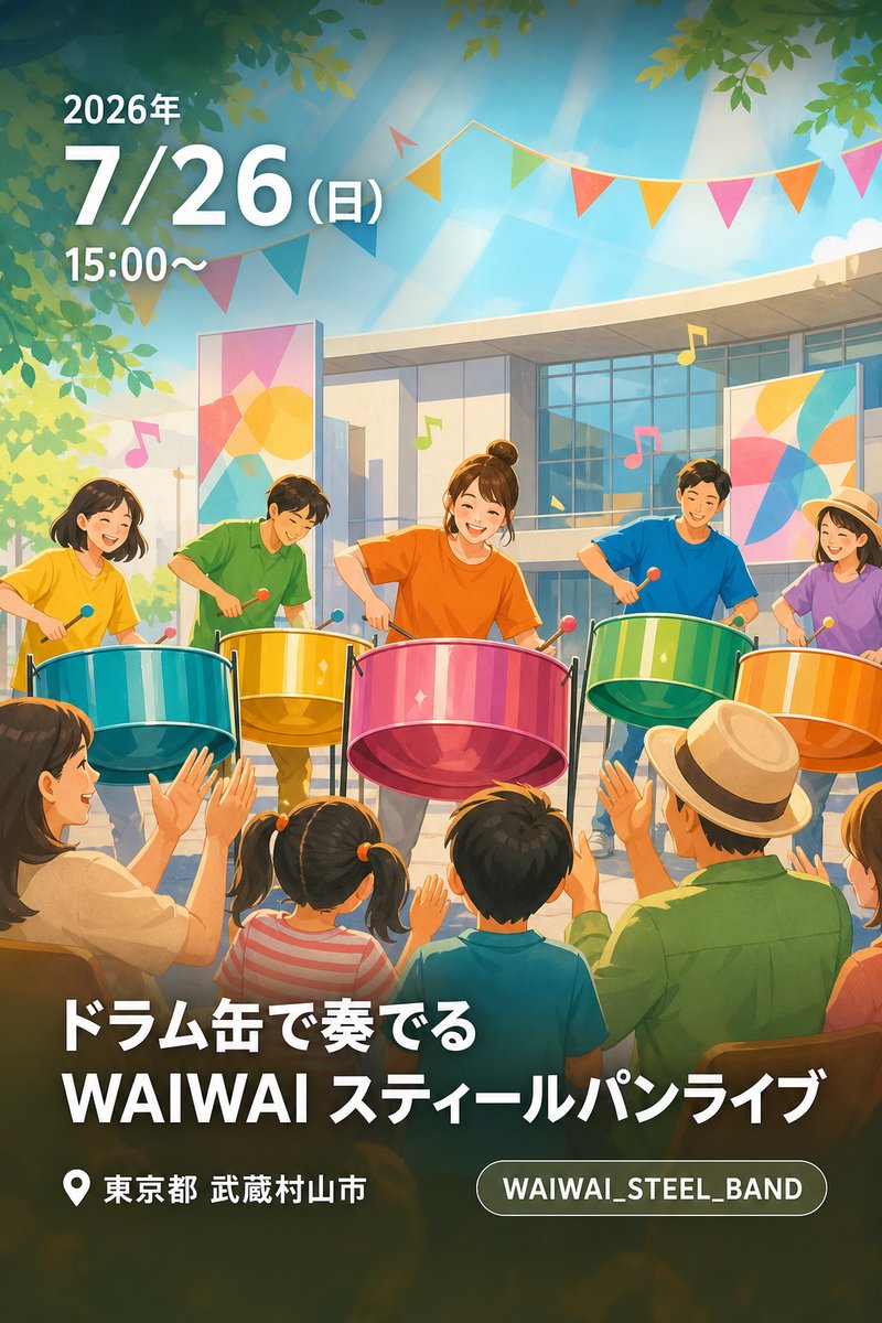ドラム缶で奏でる WAIWAI スティールパンライブ