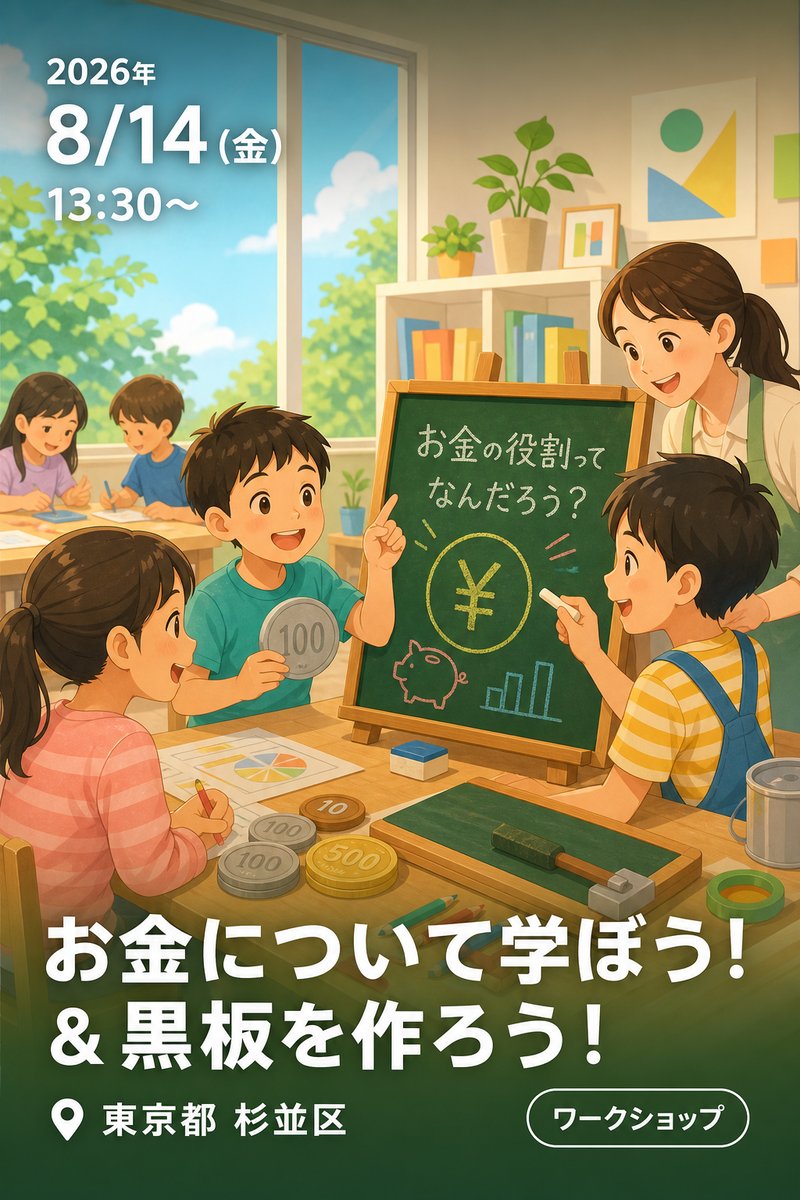 小学生向け租税教育及び夏休み自由研究企画 お金について学ぼう！＆黒板を作ろう！（産業商工会館）