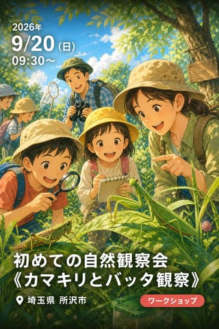 初めての自然観察会《カマキリとバッタ観察》