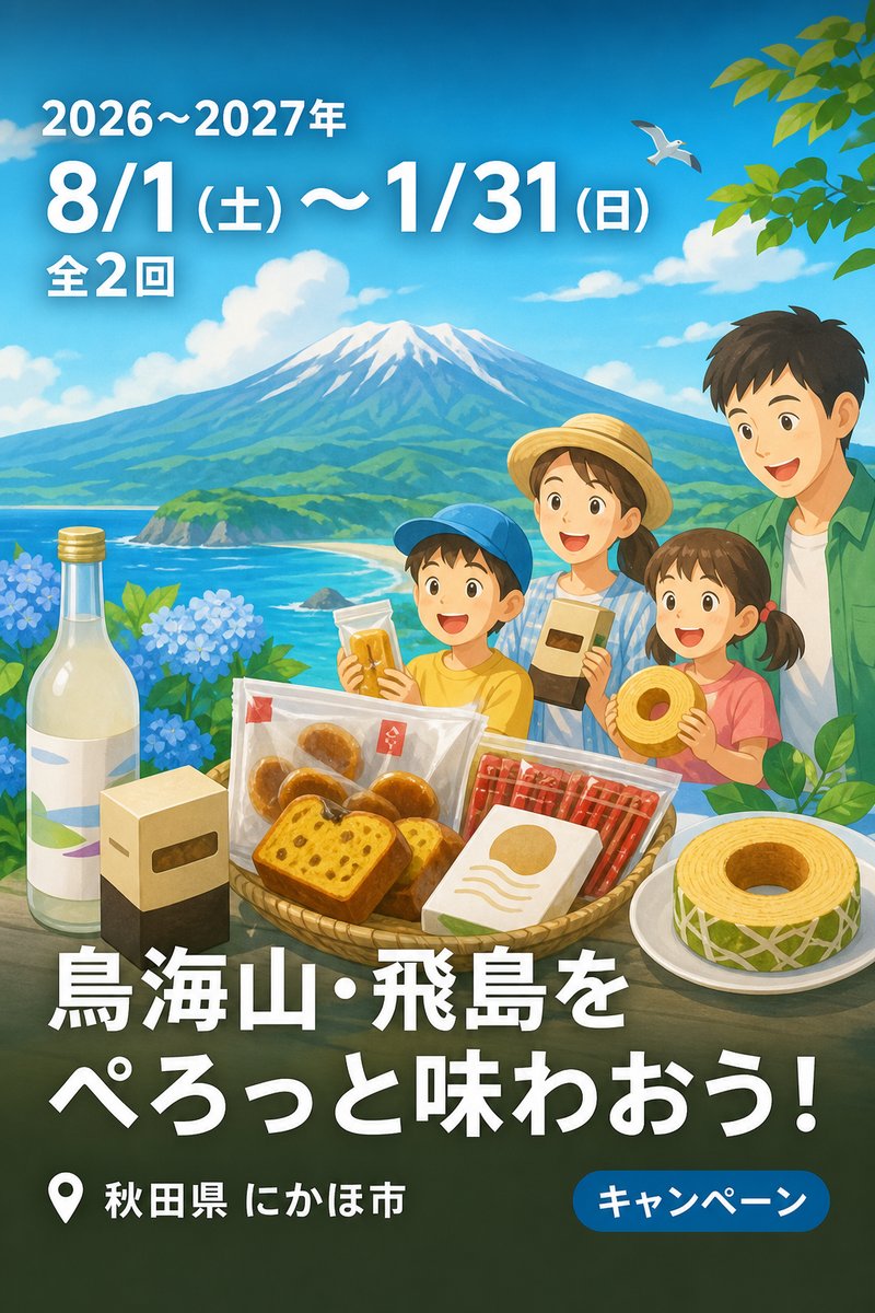 鳥海山・飛島ジオパーク認定商品購入キャンペーン 鳥海山・飛島をぺろっと味わおう！